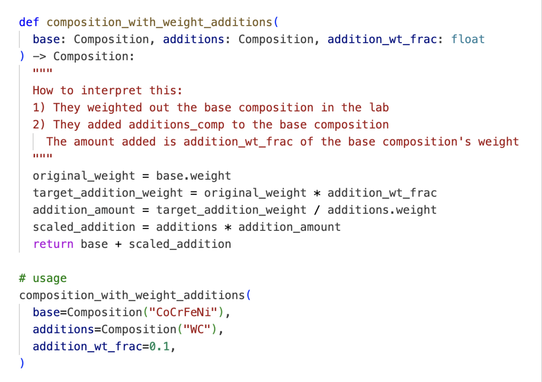 Helper function to parse composition